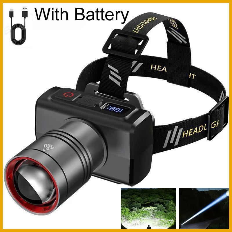 Outdoor Adventure Trips - 2026 LED digital Rechargeable Headlamp Super