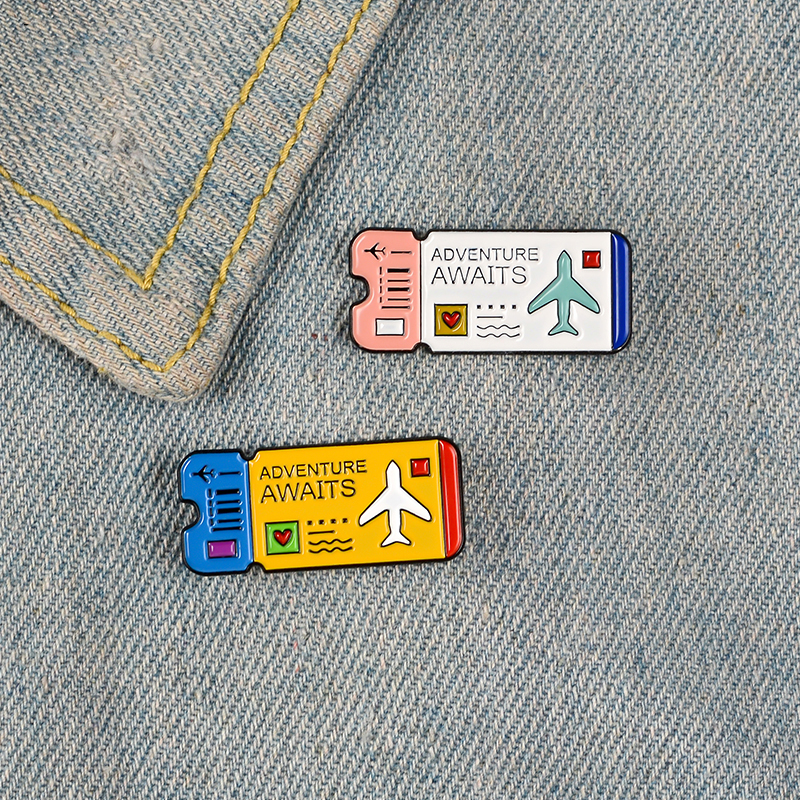 Air Tickets Enamel Pin Custom  - Outdoor Adventure Friends のレビューと価格
